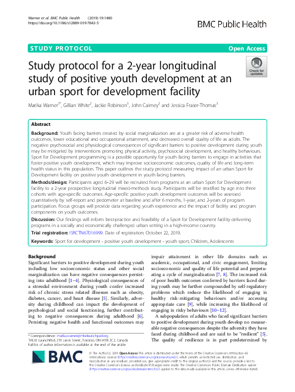 (PDF) Study protocol for a 2-year longitudinal study of positive youth ...