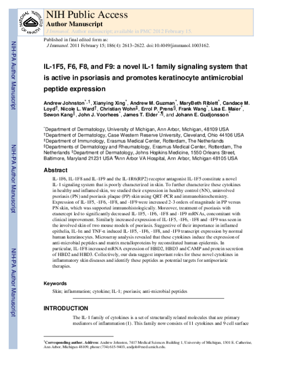(PDF) Faculty of 1000 evaluation for IL-1F5, -F6, -F8, and -F9: a novel ...