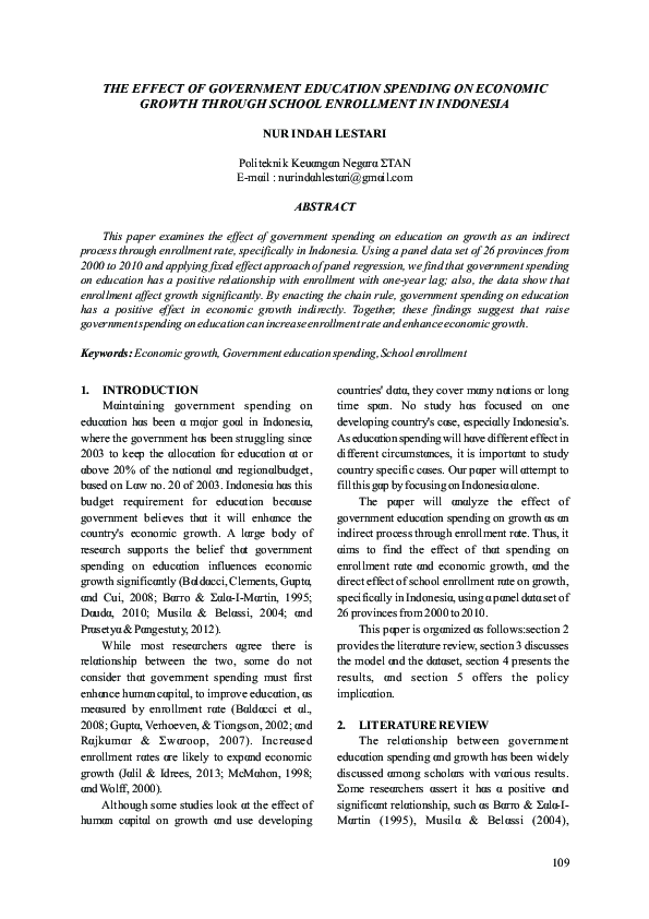 (PDF) The Effect of Government Education Spending on Economic Growth ...