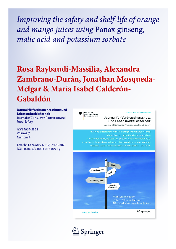 (PDF) Improving the safety and shelflife of orange and mango juices using Panax ginseng, malic