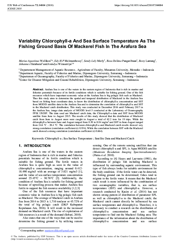 (PDF) Variability Chlorophyll-a And Sea Surface Temperature As The ...