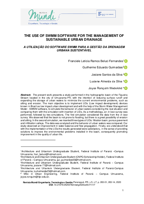 (PDF) The Use of SWMM Software for the Management of Sustainable Urban ...
