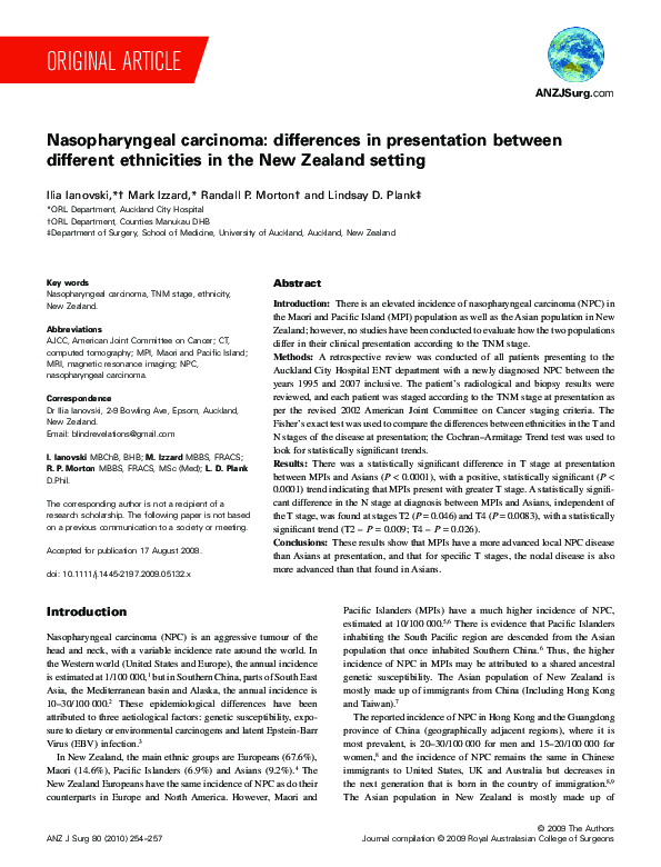 (PDF) Nasopharyngeal carcinoma: differences in presentation between ...