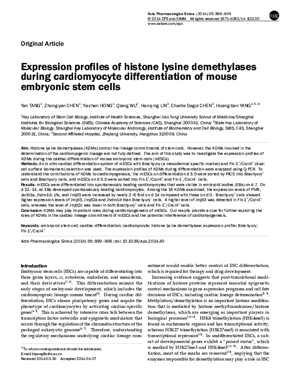 (PDF) Expression profiles of histone lysine demethylases during ...