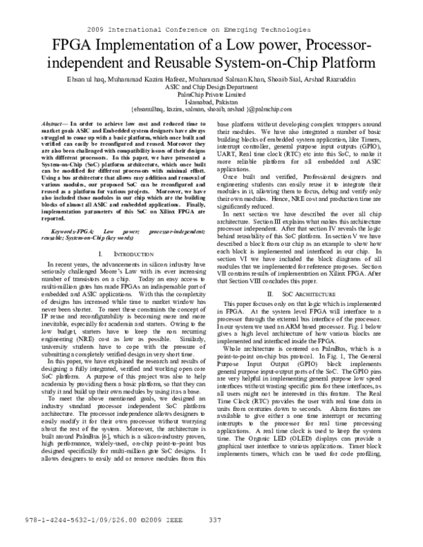 (PDF) FPGA implementation of a low power, processor-independent and ...