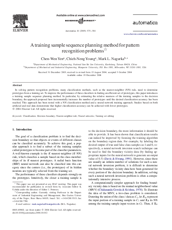 (PDF) A training sample sequence planning method for pattern ...