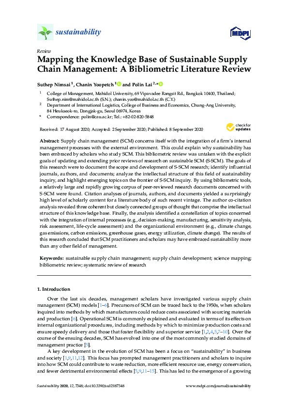 (PDF) Mapping the Knowledge Base of Sustainable Supply Chain Management ...