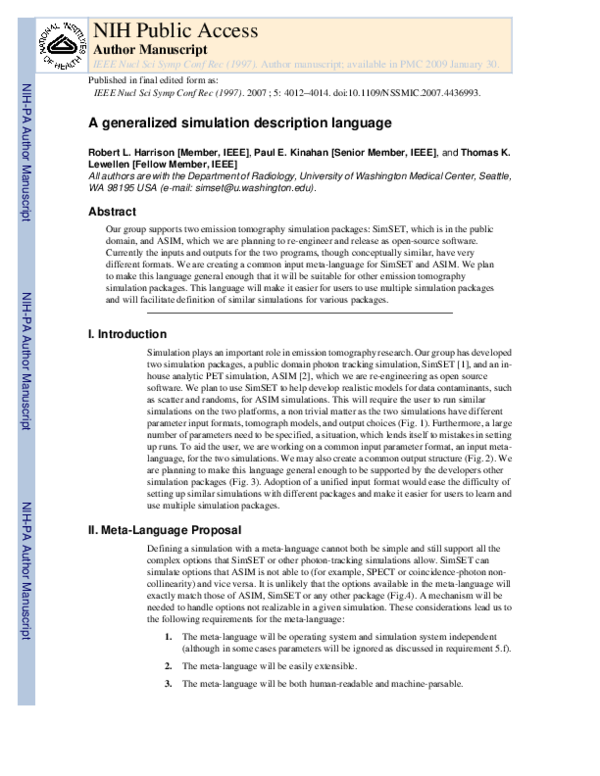 (PDF) A generalized simulation description language