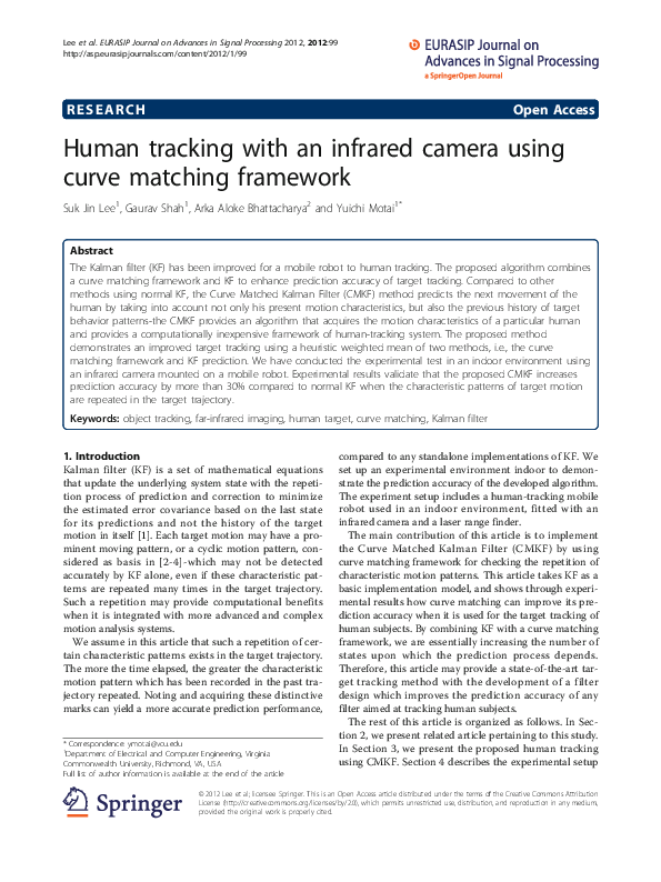 (PDF) Human tracking with an infrared camera using a curve matching ...