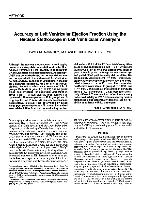(PDF) Accuracy of left ventricular ejection fraction using the nuclear ...