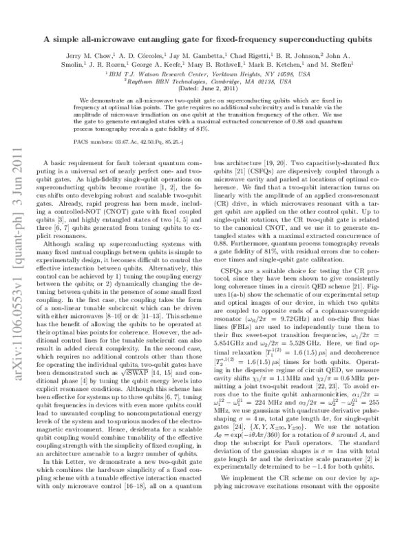 (PDF) Simple All-Microwave Entangling Gate for Fixed-Frequency ...