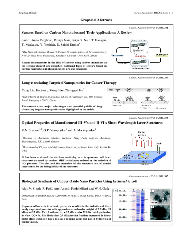(PDF) Sensors Based On Carbon Nanotubes and Their Applications: A Review