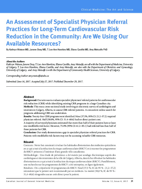 (PDF) An Assessment of Specialist Physician Referral Practices for Long ...