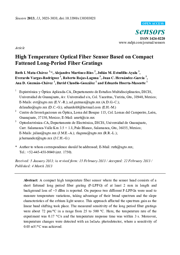(PDF) High Temperature Optical Fiber Sensor Based on Compact Fattened ...