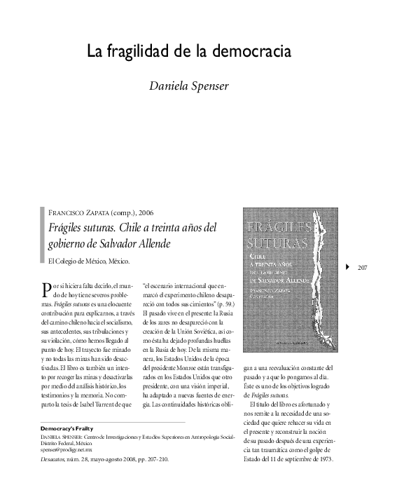 (PDF) La fragilidad de la democracia