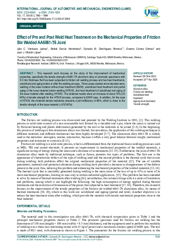 (PDF) Effect of Pre and Post Weld Heat Treatment on the Mechanical ...