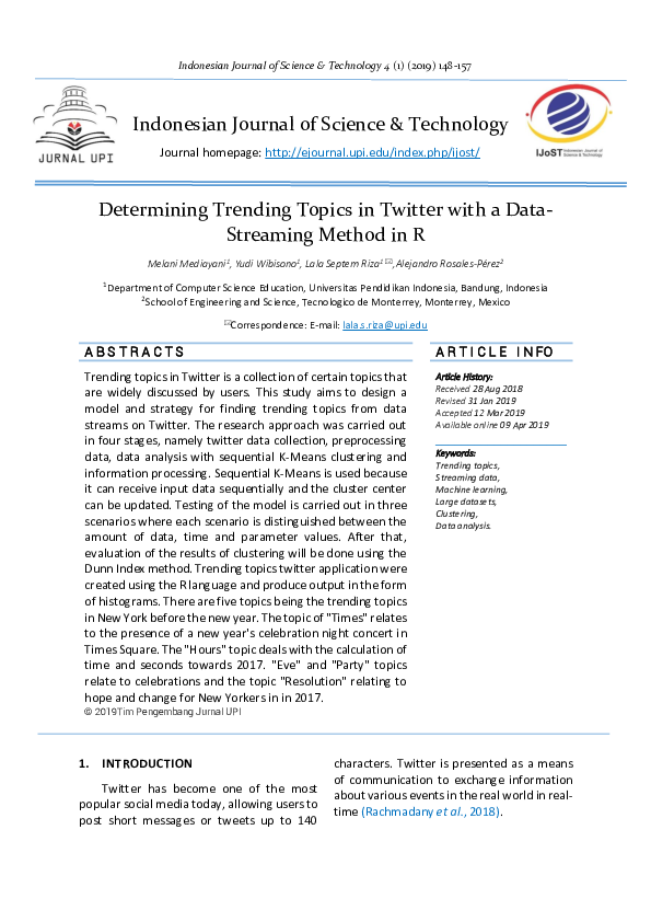 (PDF) Determining Trending Topics in Twitter with a Data-Streaming ...