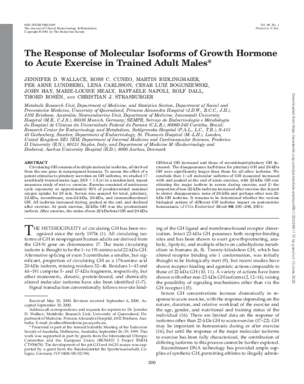 (PDF) The Response of Molecular Isoforms of Growth Hormone to Acute ...