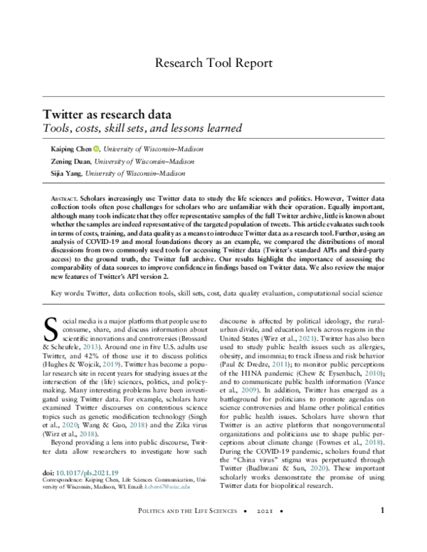 (PDF) Twitter as research data