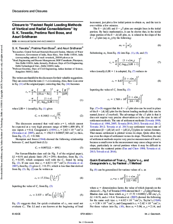 (PDF) Fastest Rapid Loading Methods of Vertical and Radial Consolidations
