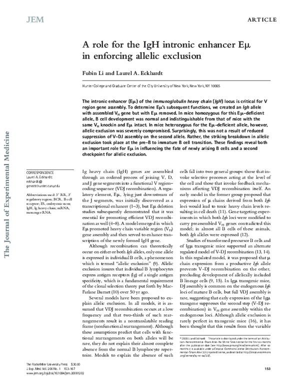 (PDF) Faculty of 1000 evaluation for A role for the IgH intronic ...