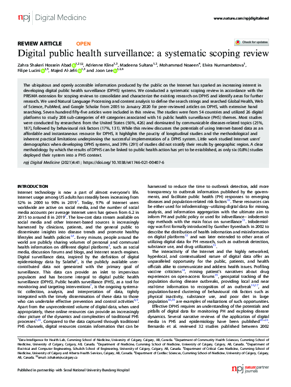 (PDF) Digital public health surveillance: a systematic scoping review