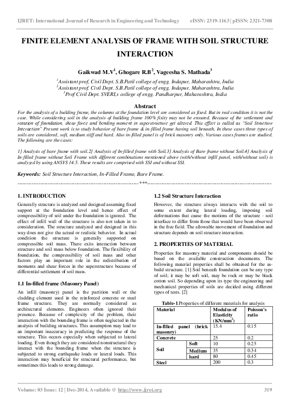 (PDF) Finite Element Analysis of Frame with Soil Structure Interaction