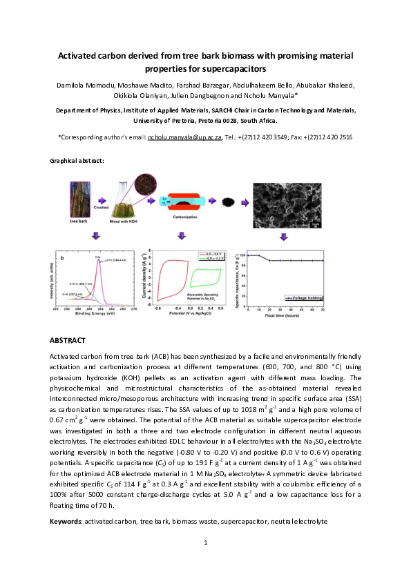 (PDF) Activated carbon derived from tree bark biomass with promising ...