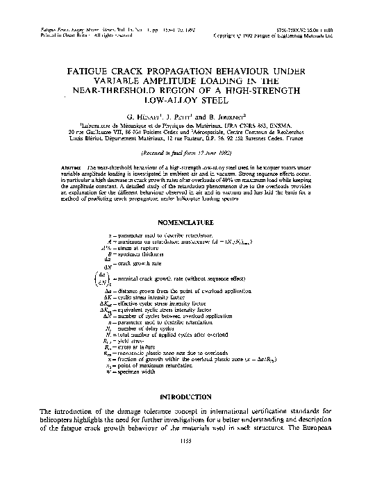 (PDF) Fatigue Crack Propagation Behaviour Under Variable Amplitude ...