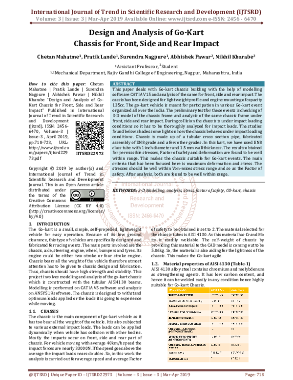 (PDF) Design and Analysis of Go-Kart Chassis for Front, Side and Rear ...