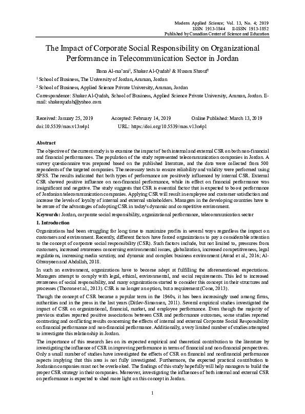 (PDF) Impact of Corporate Social Responsibility on Organizational ...