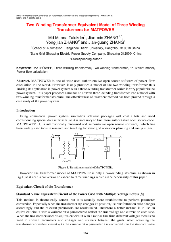 (PDF) Two Winding Transformer Equivalent Model of Three Winding ...
