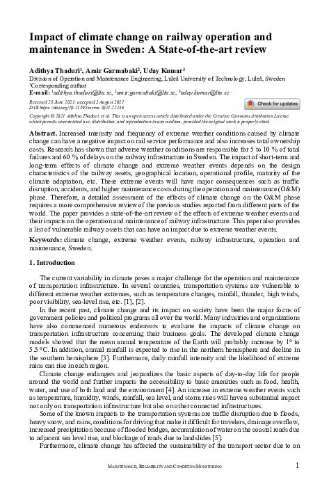 (PDF) Impact of climate change on railway operation and maintenance in ...