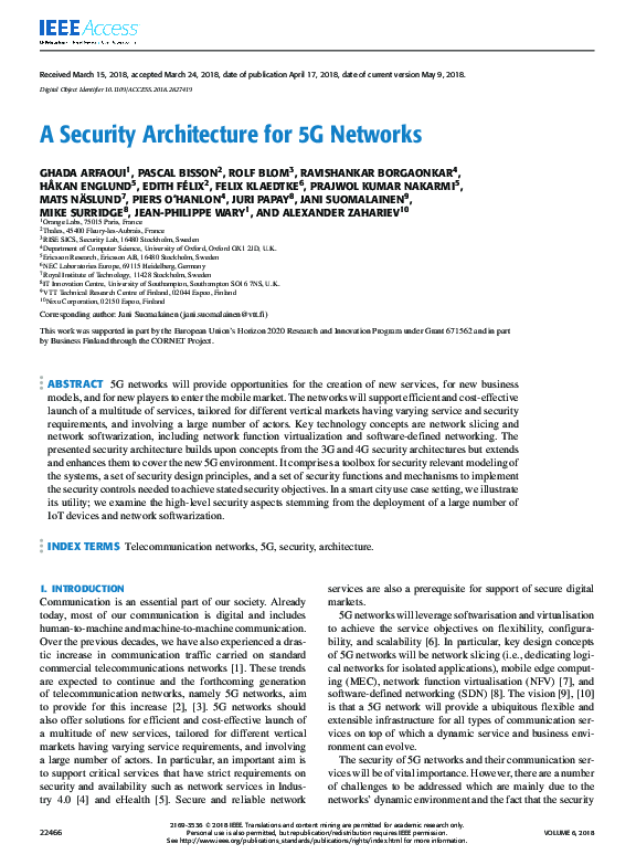 (PDF) A Security Architecture for 5G Networks