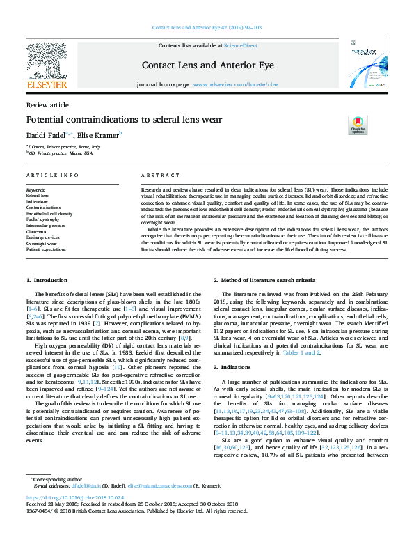 (PDF) Indications and potential contraindications to scleral lens wear