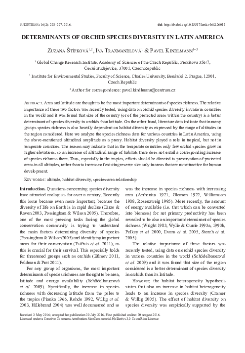 (PDF) Determinants of orchid species diversity in Latin America