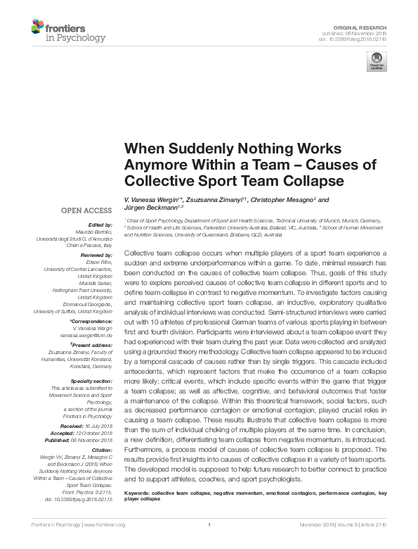 (PDF) When Suddenly Nothing Works Anymore Within a Team – Causes of ...