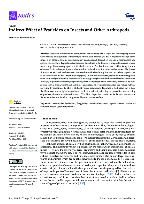 (PDF) Indirect Effect of Pesticides on Insects and Other Arthropods ...