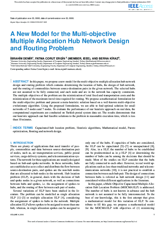 (PDF) A New Model for the Multi-objective Multiple Allocation Hub ...