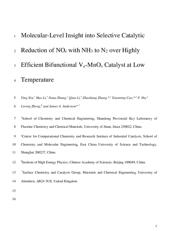 (PDF) Molecular-Level Insight into Selective Catalytic Reduction of NOx ...