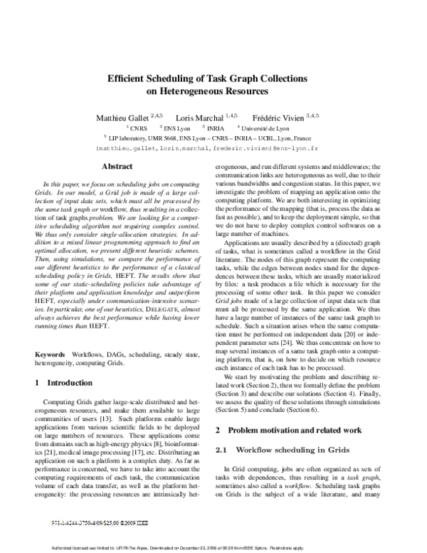 (PDF) Efficient scheduling of task graph collections on heterogeneous ...