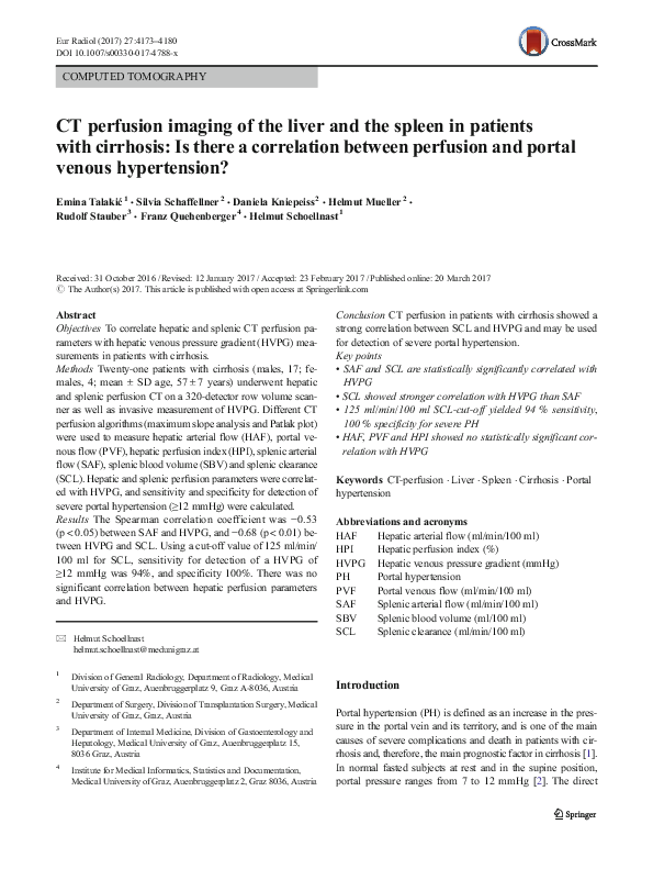 (PDF) CT perfusion imaging of the liver and the spleen in patients with ...