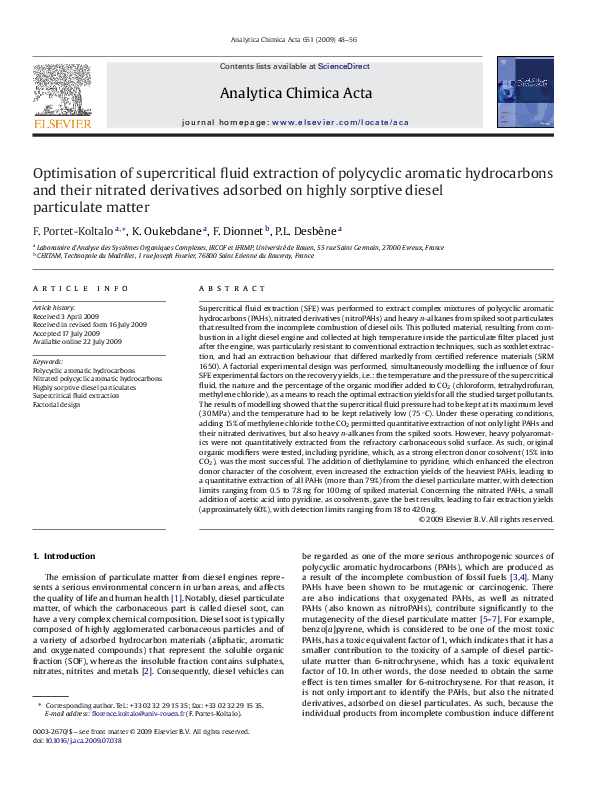 (PDF) Optimisation of supercritical fluid extraction of polycyclic ...