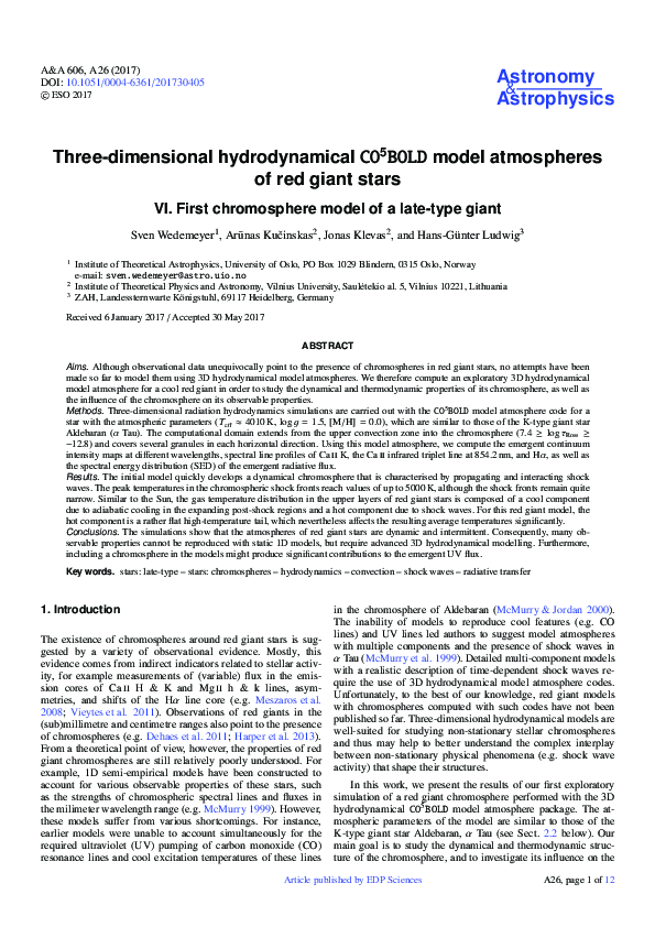 (PDF) Three-dimensional hydrodynamical CO5BOLD model atmospheres of red ...