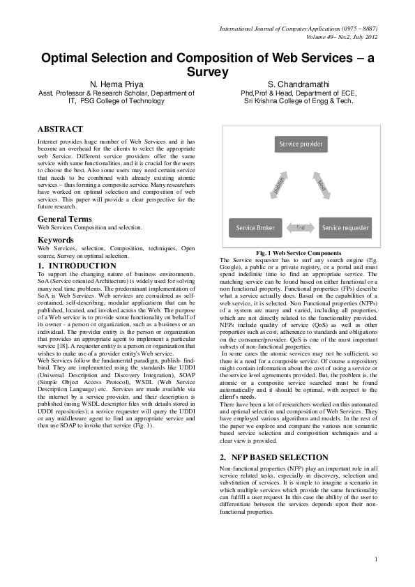 (PDF) Optimal Selection and Composition of Web Services - A Survey