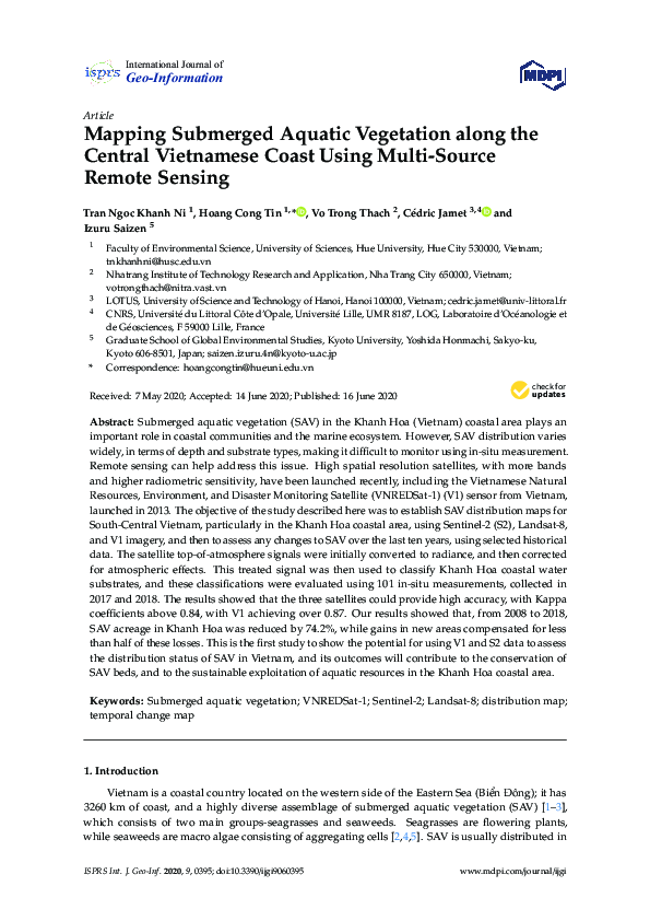 (PDF) Mapping Submerged Aquatic Vegetation along the Central Vietnamese ...