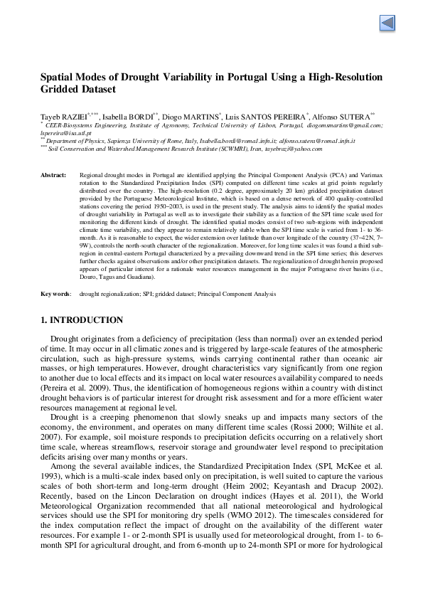 (PDF) Spatial Modes of Drought Variability in Portugal Using a High ...