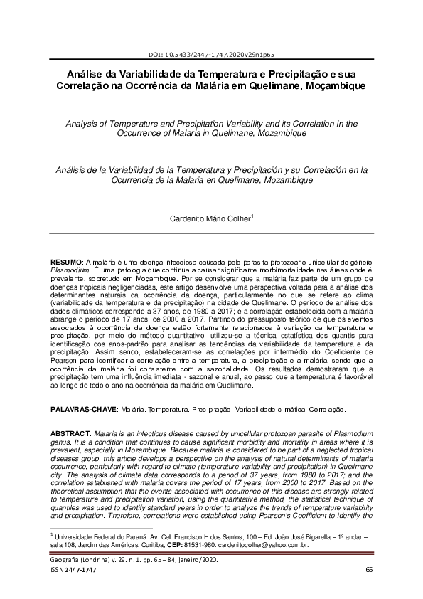 (PDF) Análise da Variabilidade da Temperatura e Precipitação e sua