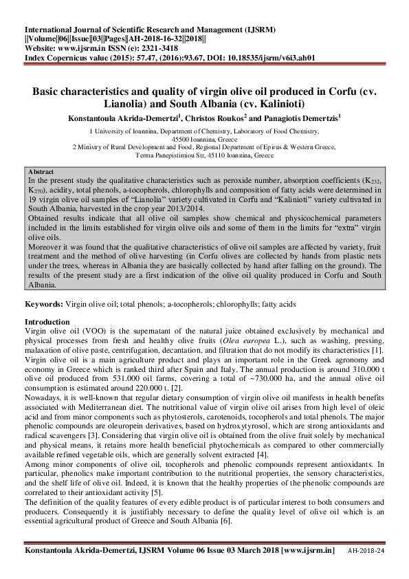 (PDF) Basic characteristics and quality of virgin olive oil produced in ...