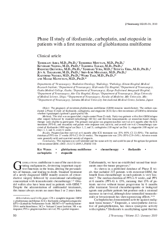 (PDF) Phase II study of ifosfamide, carboplatin, and etoposide in ...